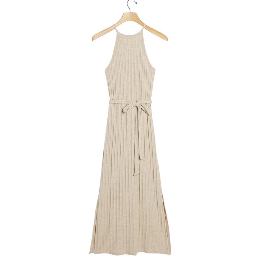 Anthropologie Amadi Caroline Knit Midi Dress size Medium New Beige Minimalist